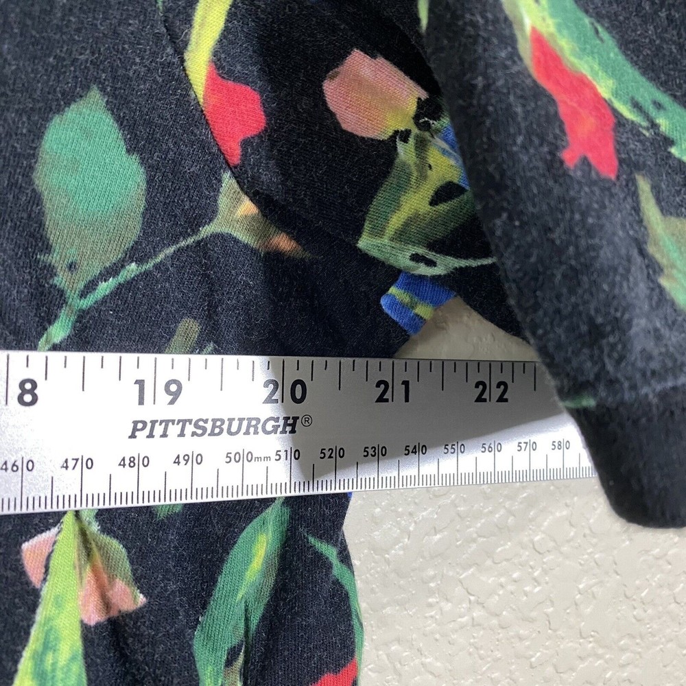 Adidas Womens Shirt Size Small Floral Cropped Black Flawed - Picture 5 of 7